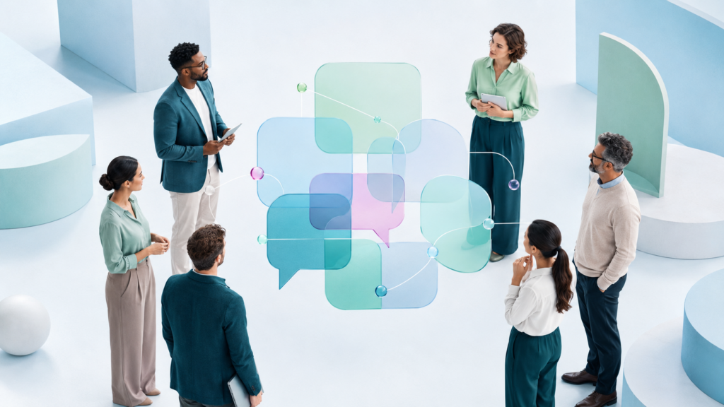 workers using language to communicate